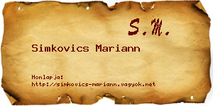 Simkovics Mariann névjegykártya